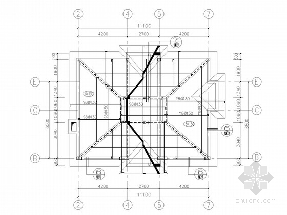 4层私人别墅结构CAD施工图纸(旋转楼梯、条基) - 4