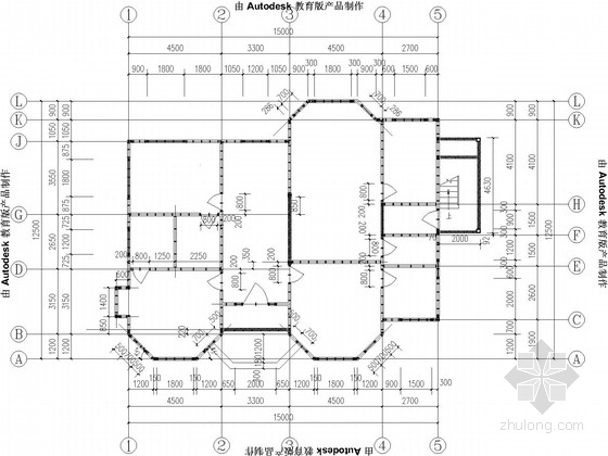 两层木结构别墅CAD施工方案图纸(建施) - 1