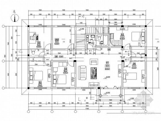 两层砖混结构农村自住房结构CAD施工图纸 - 1