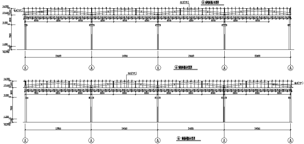 钢铁物流仓储门式刚架多跨钢结构CAD施工图纸（，14张） - 1