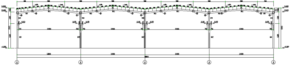 钢铁物流仓储门式刚架多跨钢结构CAD施工图纸（，14张） - 4