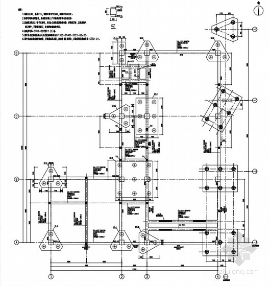 3层框架结构化工厂房控制楼结构设计CAD施工图纸（pdf格式） - 2