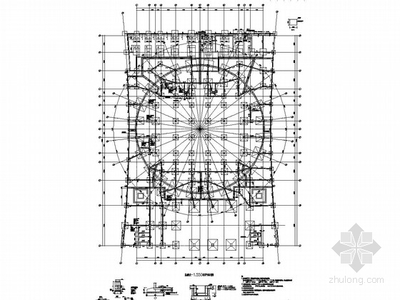 72米大跨度弦支穹顶结构体育馆结构CAD施工图纸 - 2