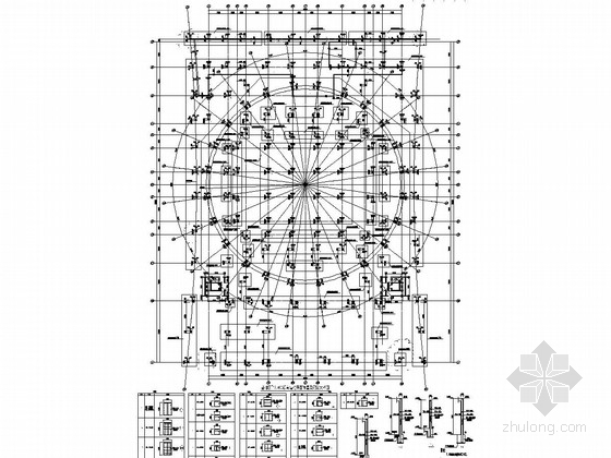 72米大跨度弦支穹顶结构体育馆结构CAD施工图纸 - 4
