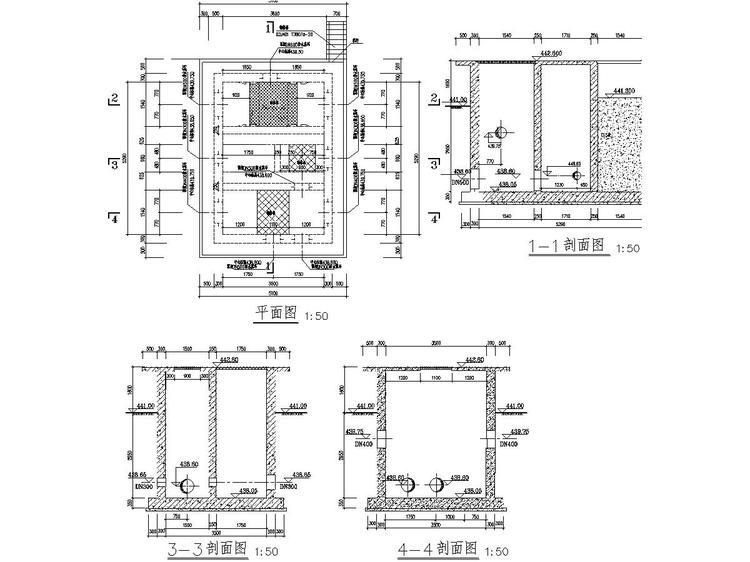 污水处理厂沉淀池集配水井CAD施工图纸 - 1