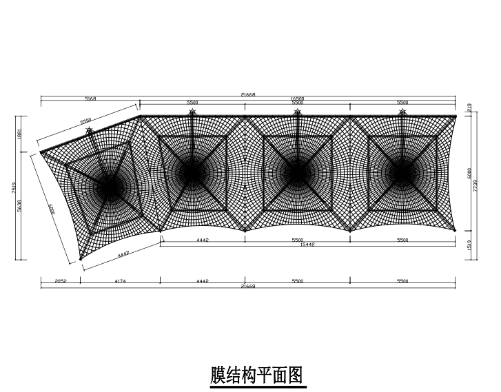 4个连体吊伞膜结构工程施工图纸（PDF，17张）(民用建筑设计) - 1