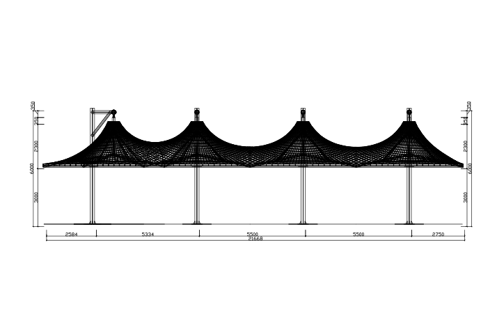 4个连体吊伞膜结构工程施工图纸（PDF，17张）(民用建筑设计) - 2