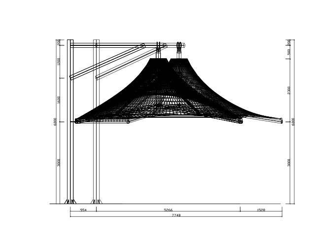 4个连体吊伞膜结构工程施工图纸（PDF，17张）(民用建筑设计) - 3