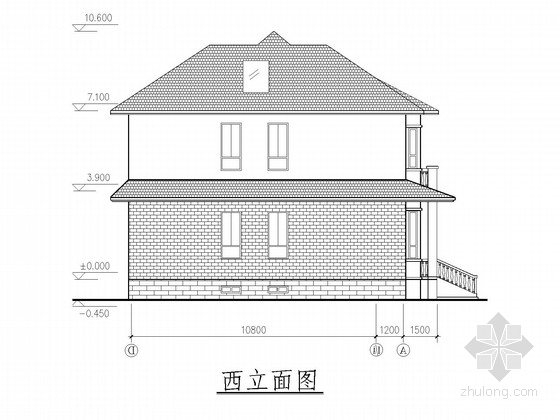 2层砖混别墅结构CAD施工方案图纸(建施)(民用建筑设计) - 2