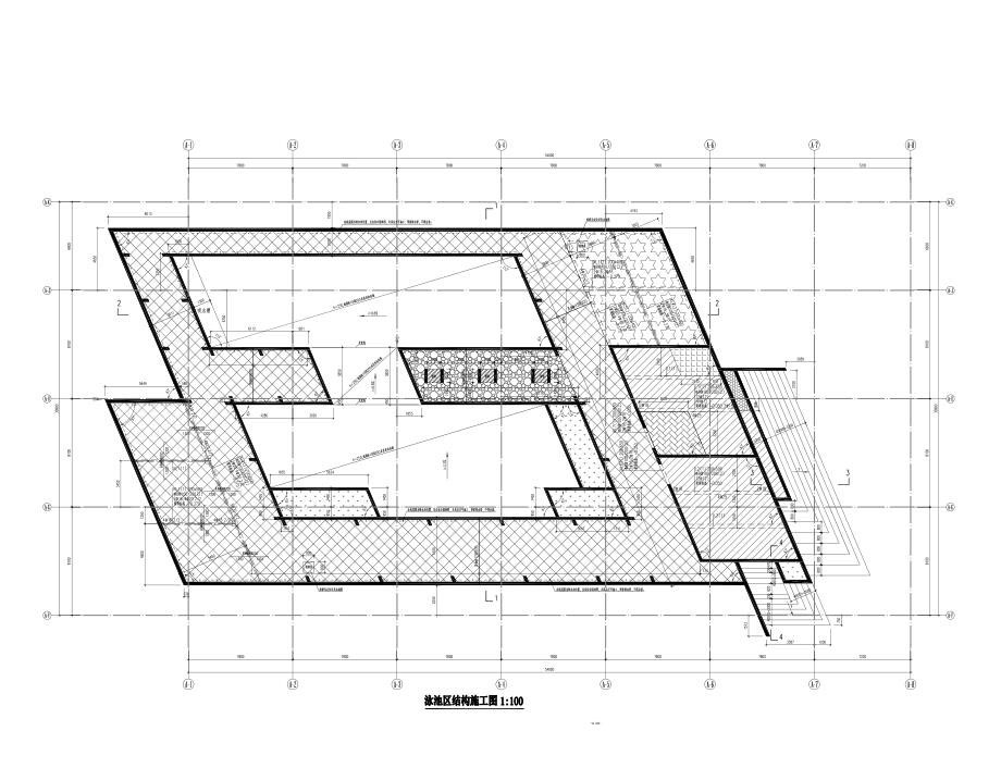 钢筋混凝土游泳池结构CAD施工图纸2017 - 3