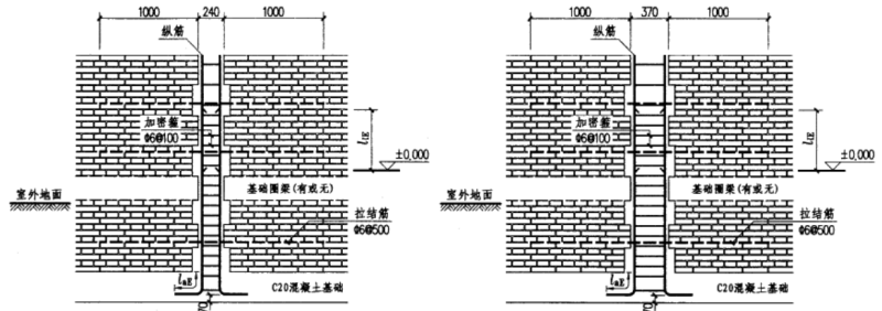多层砖房钢筋混凝土构造柱抗震节点详细设计CAD图纸 - 1