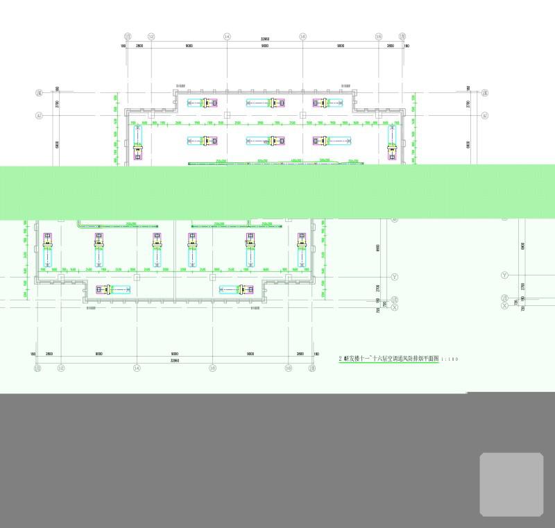 16层市研发大楼空调风管设计CAD施工图纸（系统图纸、平面图纸、大样详细图纸）(压缩式冷水机组) - 2