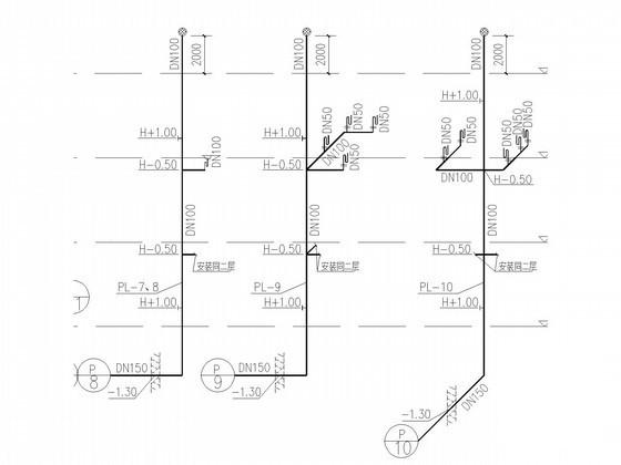 6层职业技术学校食堂公寓给排水CAD施工大样图 - 3