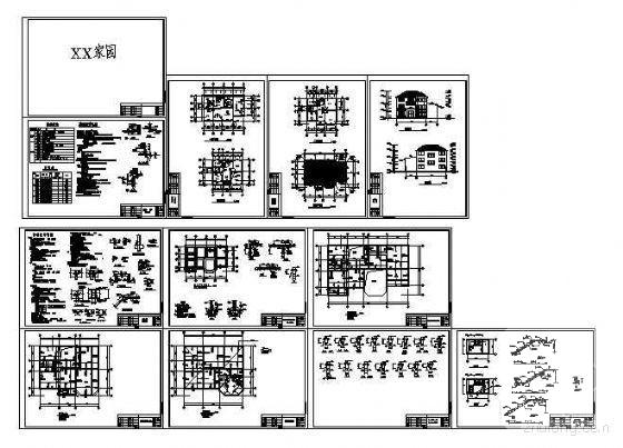 3层框架结构别墅建筑结构CAD施工图纸.dwg - 1