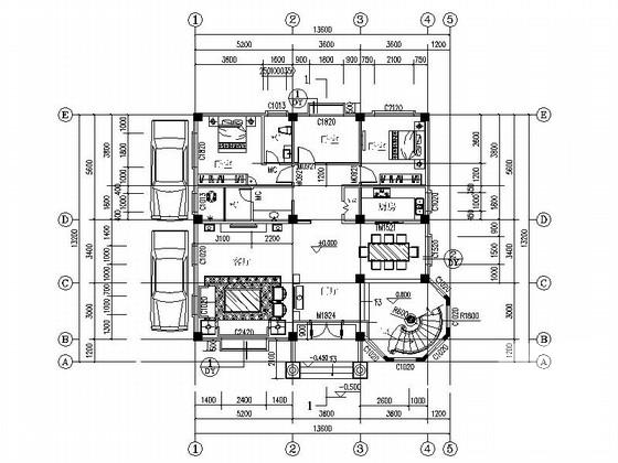 4层地中海风格别墅建筑施工CAD图纸 - 1