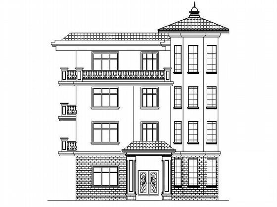 4层地中海风格别墅建筑施工CAD图纸 - 2