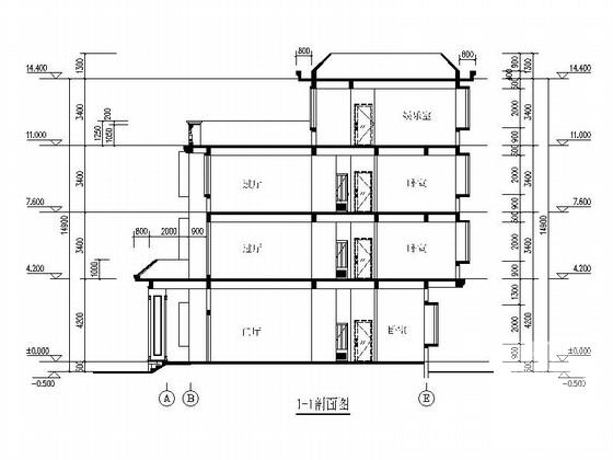 4层地中海风格别墅建筑施工CAD图纸 - 3