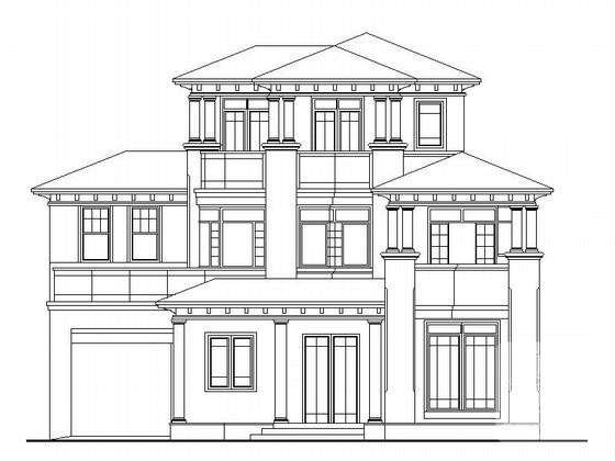 3层北美风格独栋别墅建筑方案设计图cad - 2