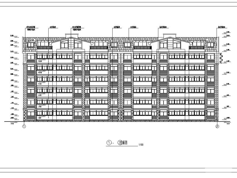 欧式多层居住建筑dwg格式CAD施工图纸 - 2