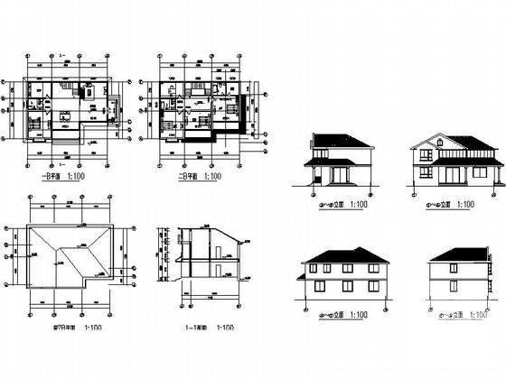 2层现代风格乡村别墅方案CAD图纸 - 2