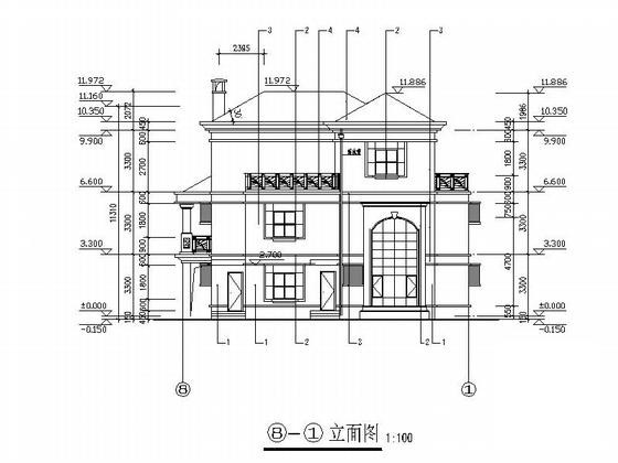3层别墅建筑施工CAD图纸(三厅五卧五卫约190平米) - 5