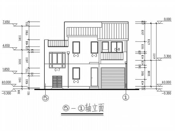 两层别墅住宅楼建筑施工CAD图纸(约) - 5