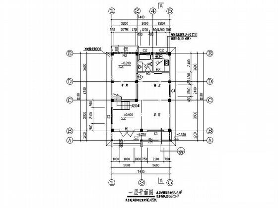 2层农村复式别墅建筑CAD施工图纸 - 2