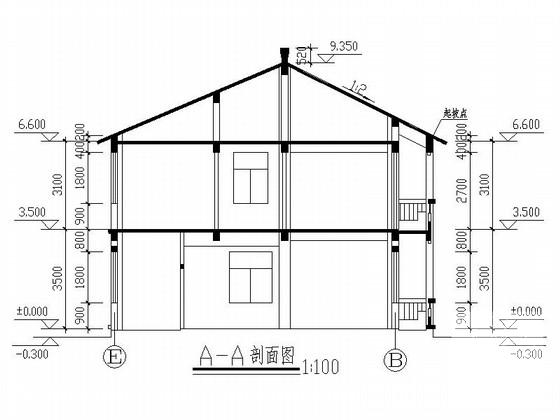 2层农村复式别墅建筑CAD施工图纸 - 3