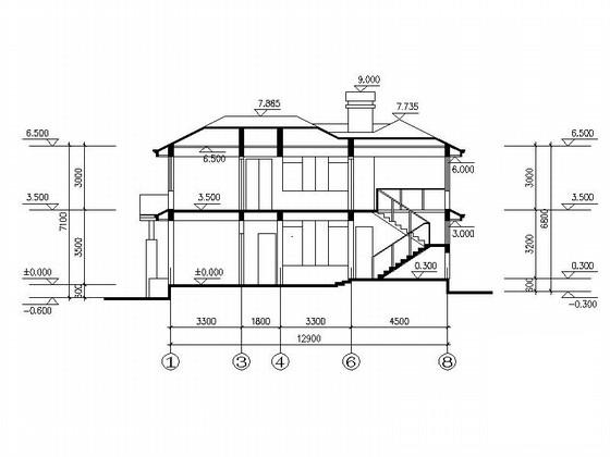 2层欧式别墅CAD施工图纸（效果图纸） - 3