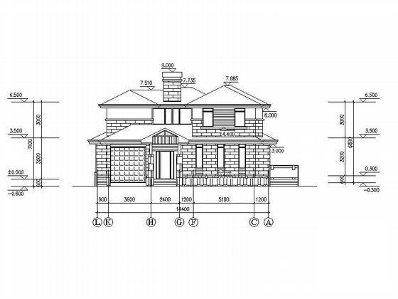 2层欧式别墅CAD施工图纸（效果图纸） - 5