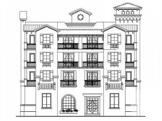 4层欧式风格商住楼建筑CAD图纸（初设图纸） - 1