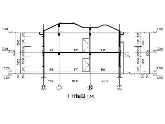 部队2层家属楼建筑扩初CAD图纸 - 1