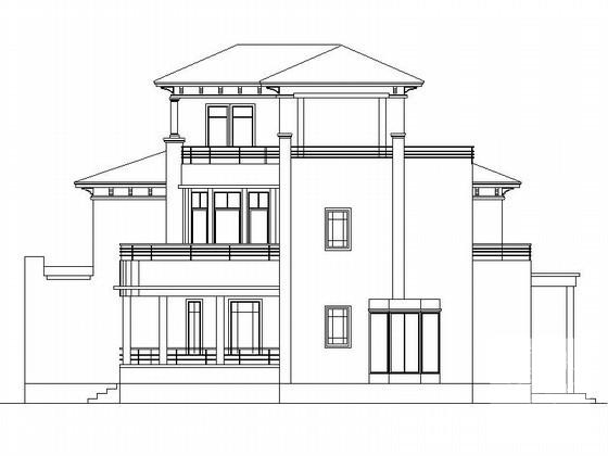 3层独栋别墅建筑方案设计CAD图纸（北入口、348平方米） - 1