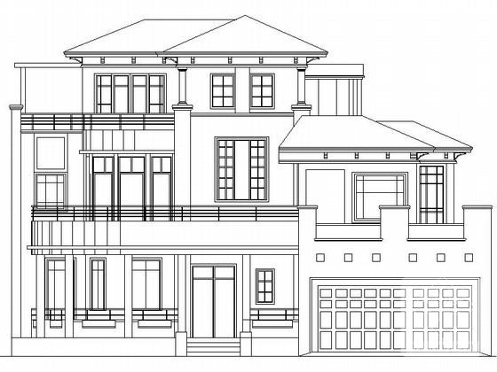 3层独栋别墅建筑方案设计CAD图纸（北入口、348平方米） - 2