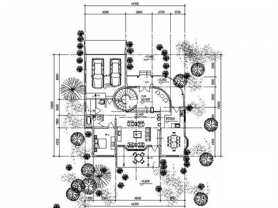 3层独栋别墅建筑方案设计CAD图纸（北入口、348平方米） - 3