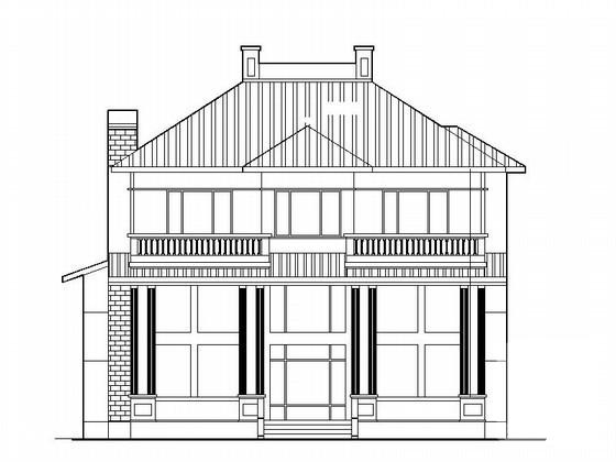 2层坡屋顶独栋别墅建筑施工CAD图纸（254平方米、南入口）欧陆风格 - 3
