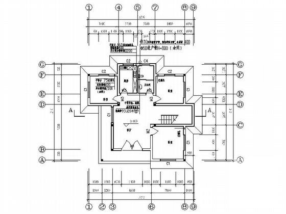 2层中式风格小康农居独栋别墅建筑施工CAD图纸 - 3