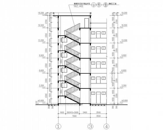 5层外廊式现代风格宿舍建筑施工CAD图纸 - 3