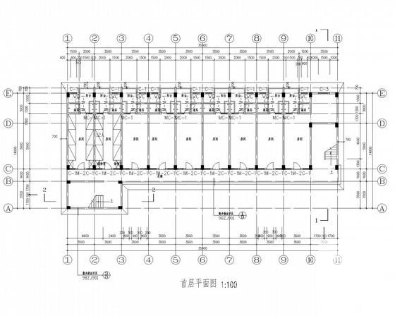 5层外廊式现代风格宿舍建筑施工CAD图纸 - 4