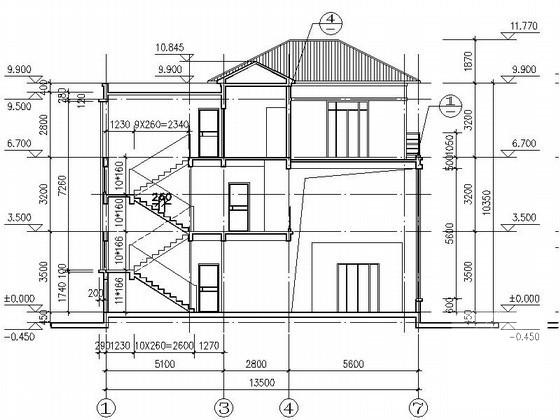 3层小康农居建筑方案设计CAD图纸 - 3