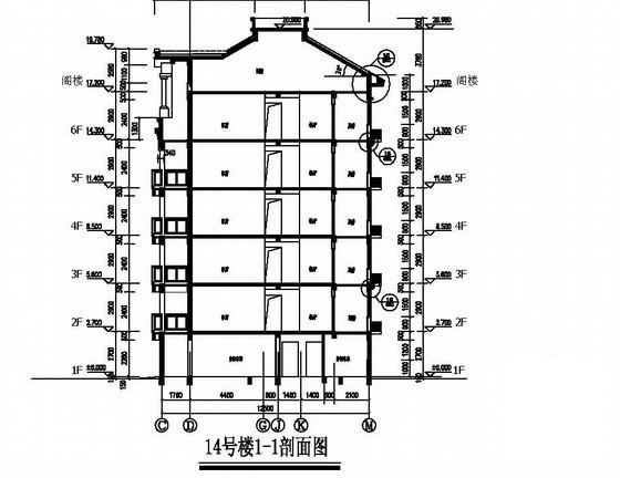 6层简欧式板式住宅楼建筑施工CAD图纸（欧陆风格、无效果图纸） - 3