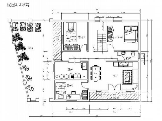 现代风格3层自建独栋别墅建筑方案设计CAD施工图纸（效果图纸） - 1