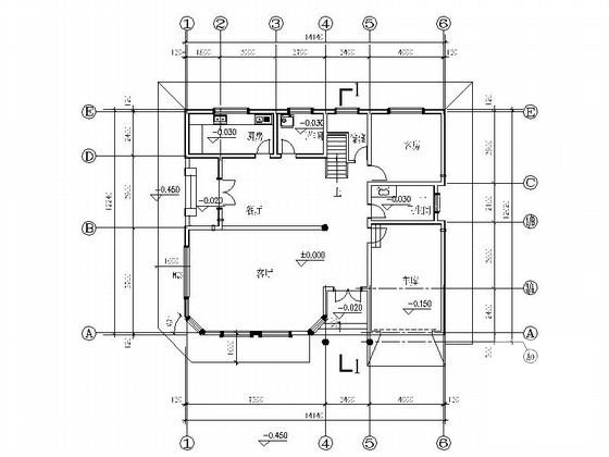 3层欧式别墅建筑方案设计CAD图纸（南入口）（初设图纸） - 2
