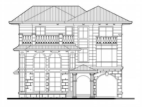 3层欧式别墅建筑方案设计CAD图纸（南入口）（初设图纸） - 4