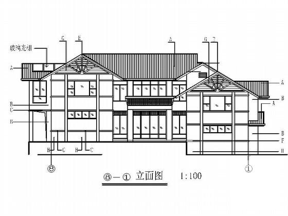 2层度假别墅建筑扩初CAD图纸（566平方米） - 3