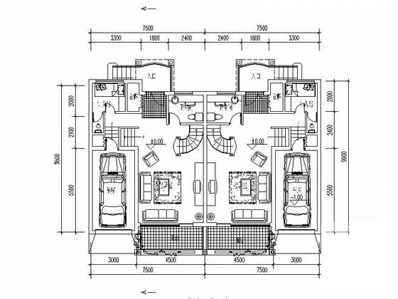 3层双拼别墅建筑CAD图纸（200平方米） - 3
