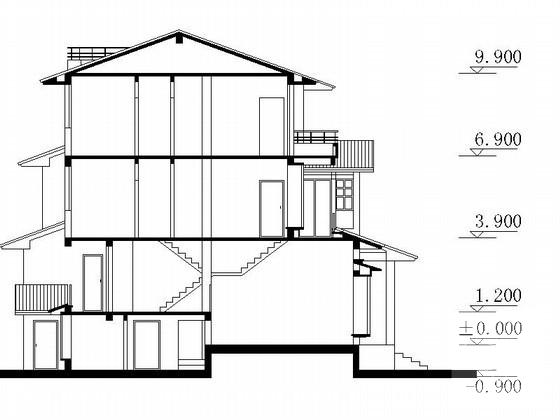 3层双拼别墅建筑CAD图纸（200平方米） - 4