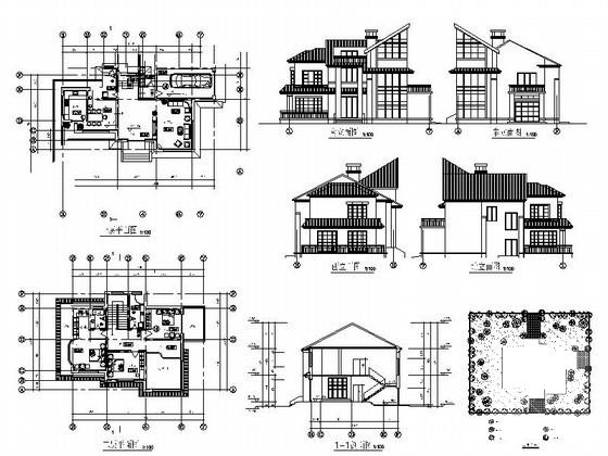 2层大坡顶别墅建筑CAD图纸 - 1