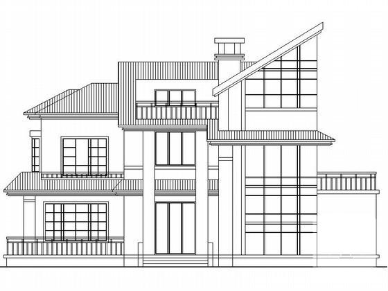 2层大坡顶别墅建筑CAD图纸 - 4