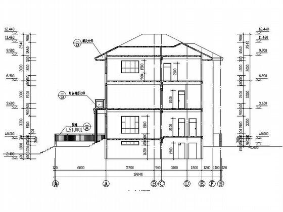 精美3层坡地别墅建筑施工CAD图纸（初设图纸） - 1